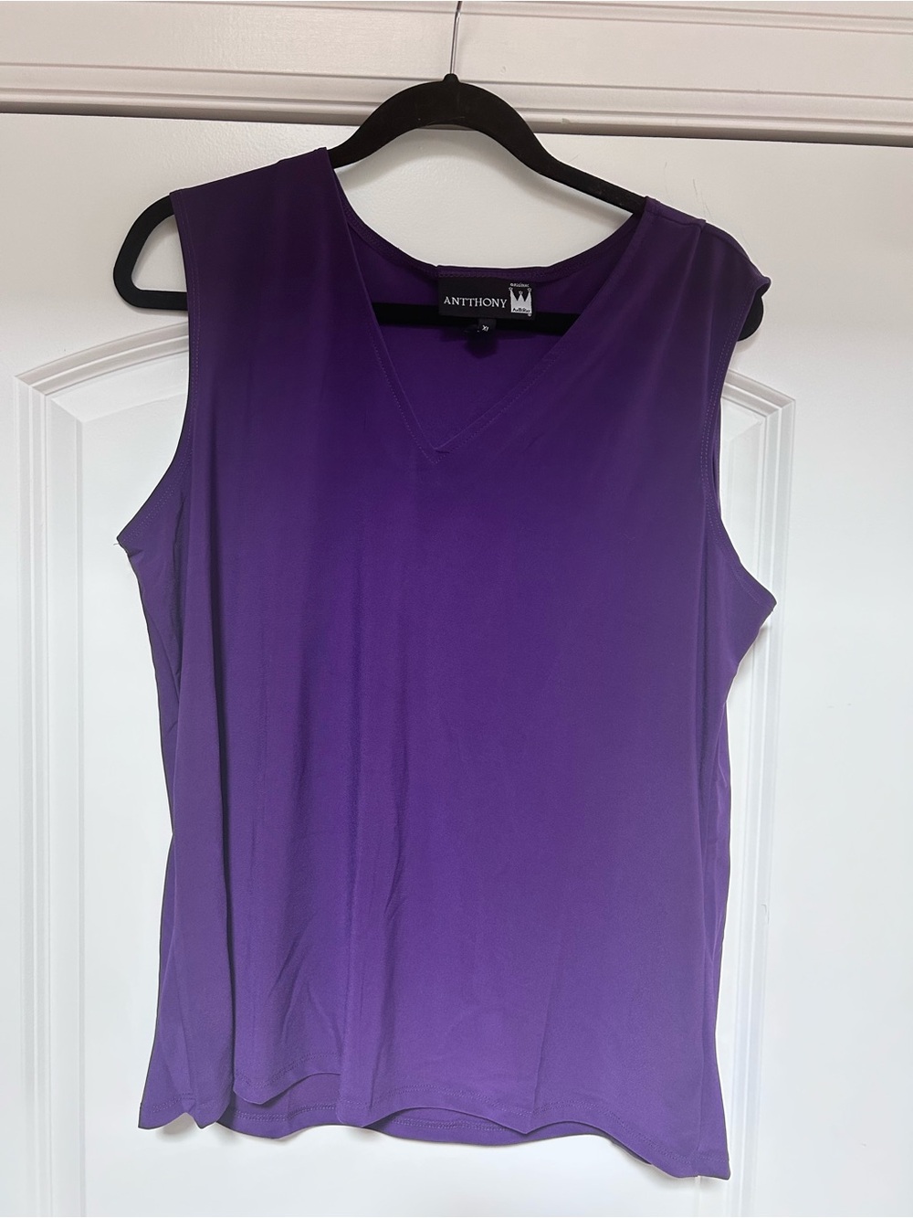 NWOT Antthony Essentials Sz XL Liquid V Neck Knit Tank Dark Purple Travel Top